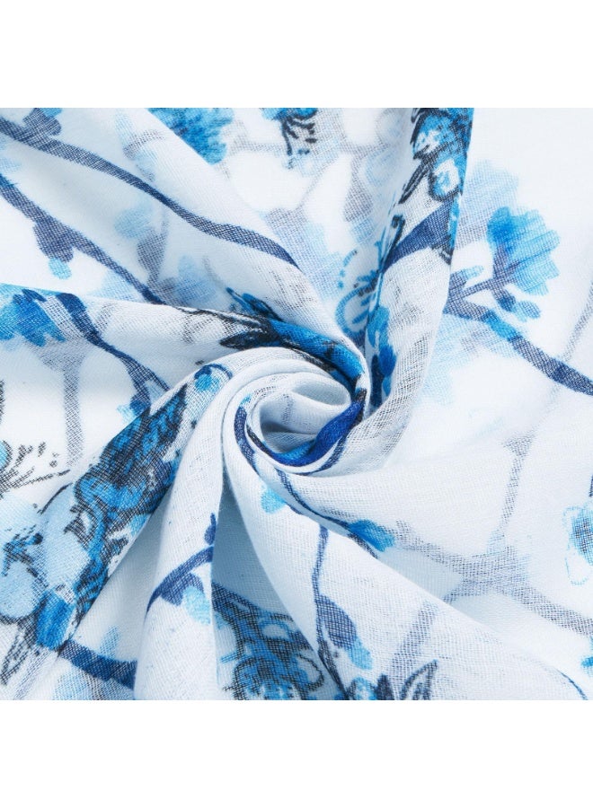 OSHIMA Lightweight Scarves, Floral Cotton Scarf, Fashion Scarf Wraps Shawls, Long Fashion Wraps for All Season Cotton and Linen Monochrome Turban, Fall Winter Fashion Shawl Wrap - Image 3